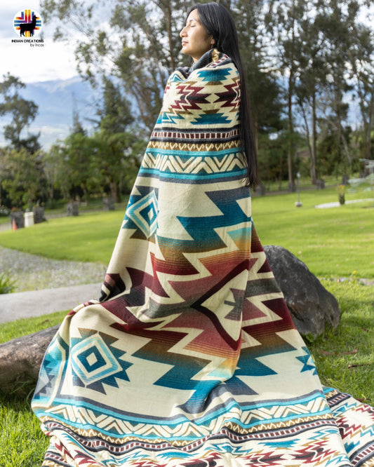 Handmade Alpaca Wool Blanket. (The Nile) Queen Size. Handcrafted by Indigenous Hands. Super Soft and Warm. FREE SHIPPING. Gift Ideas