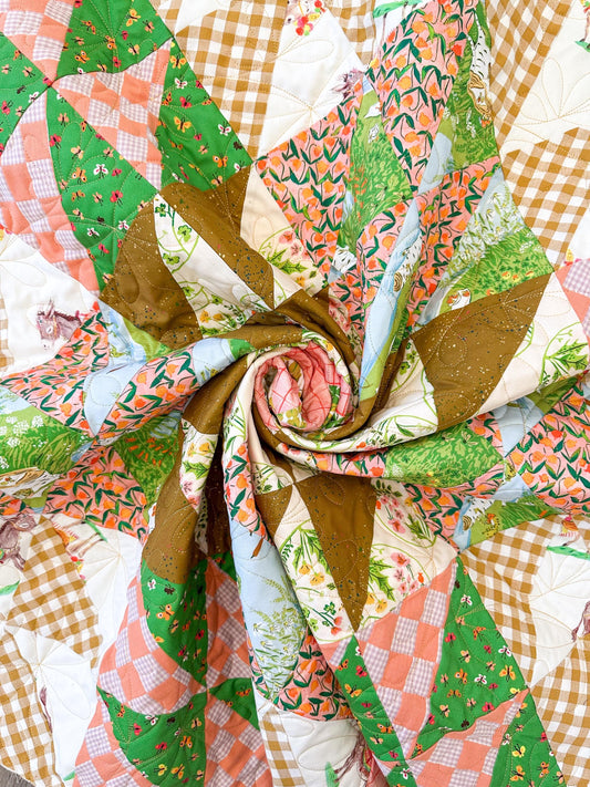 Handmade Baby Quilt – Heather Ross Fabric Patchwork, Colorful Maximalist Nursery Quilt, One of a Kind