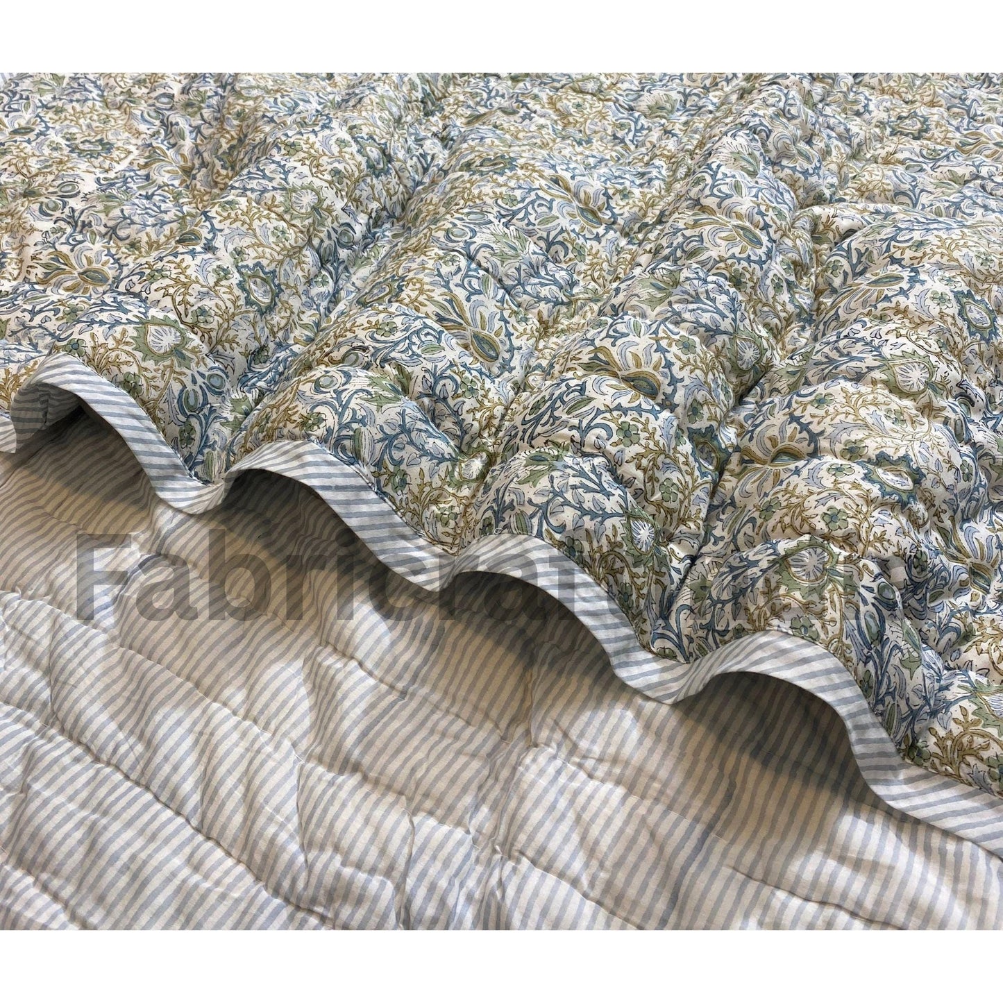 Soft Cotton Quilted Comforter, Hand Block Printed Oversized Throw Blanket, Elegant Bedspread & Sofa Cover, Bedroom Decor, Handmade Gifts