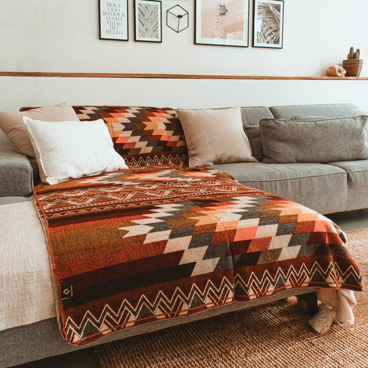 Alpaca wool blanket | Large blanket | Picnic blanket | Bed throws | Wool throw | Reversible blanket | Outdoor blanket | Antisana Orange