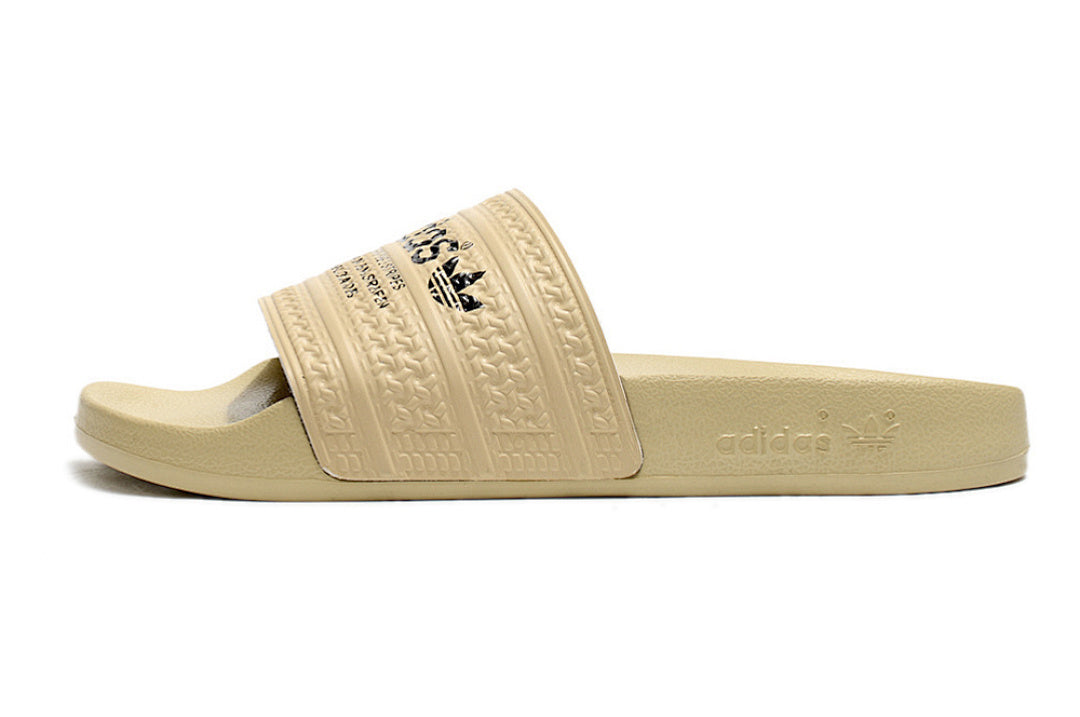 Adidas Originals Adilette Beige/Black Logo Slide Sandals GX6963