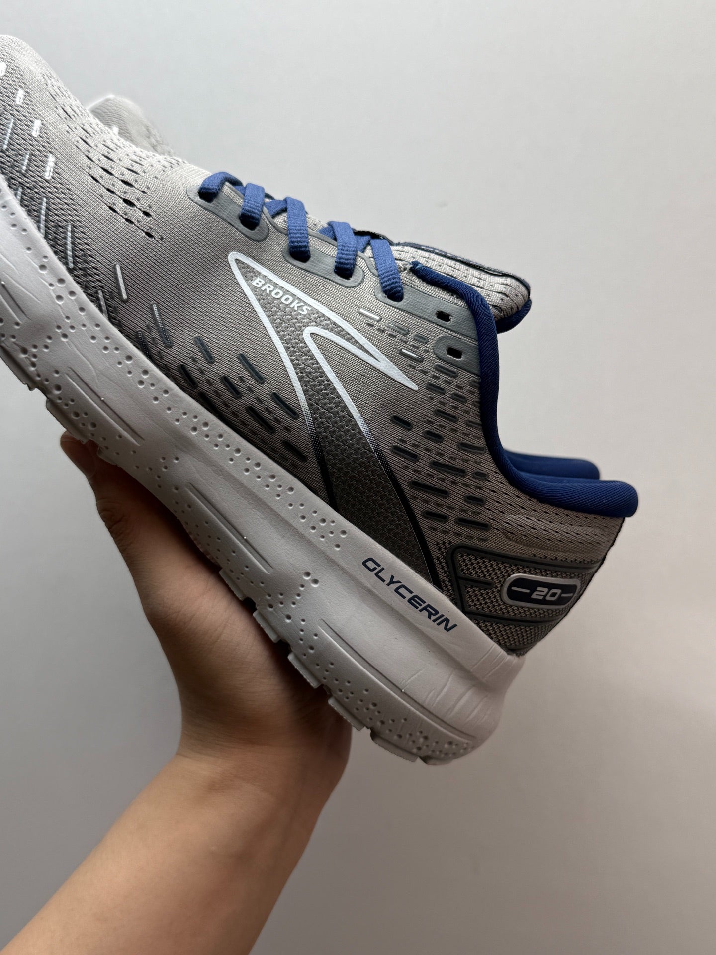 Brooks Men's Glycerin 20 Neutral Road Running Shoes (Grey/Blue/White)