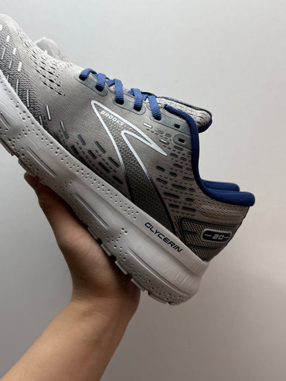 Brooks Men's Glycerin 20 Neutral Road Running Shoes (Grey/Blue/White)