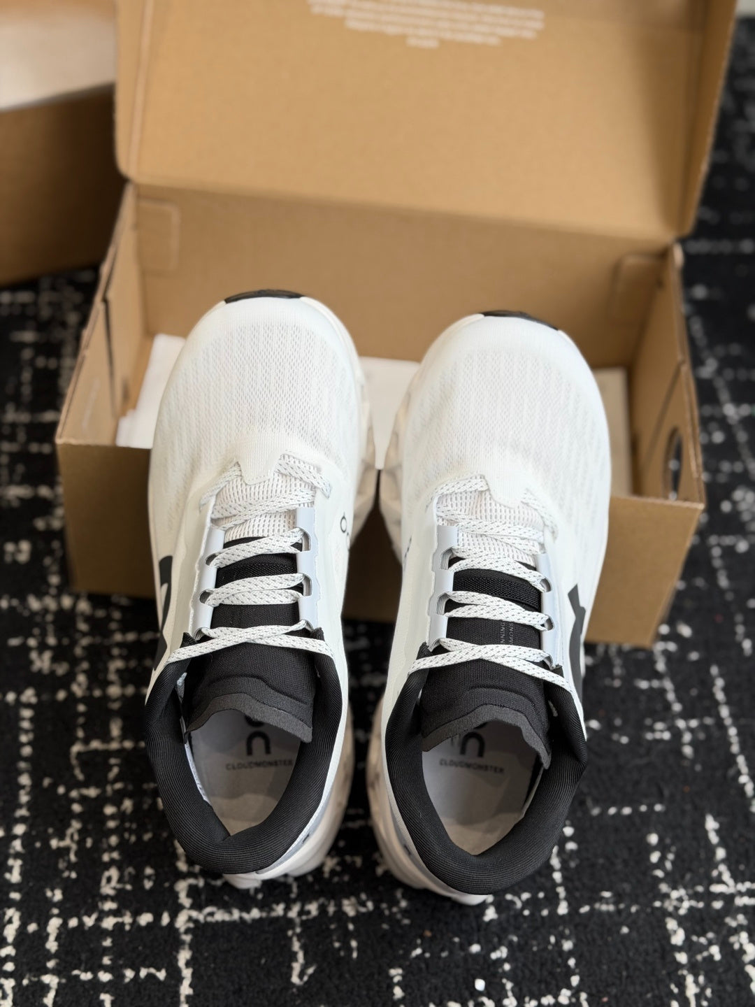 On Cloudmonster 3 White Black Cushioned Road Running Sneakers