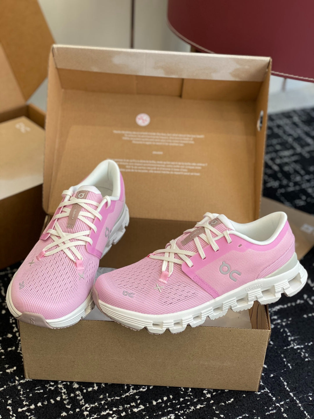 On Cloud X Pink Mesh Jogging Training Sneakers