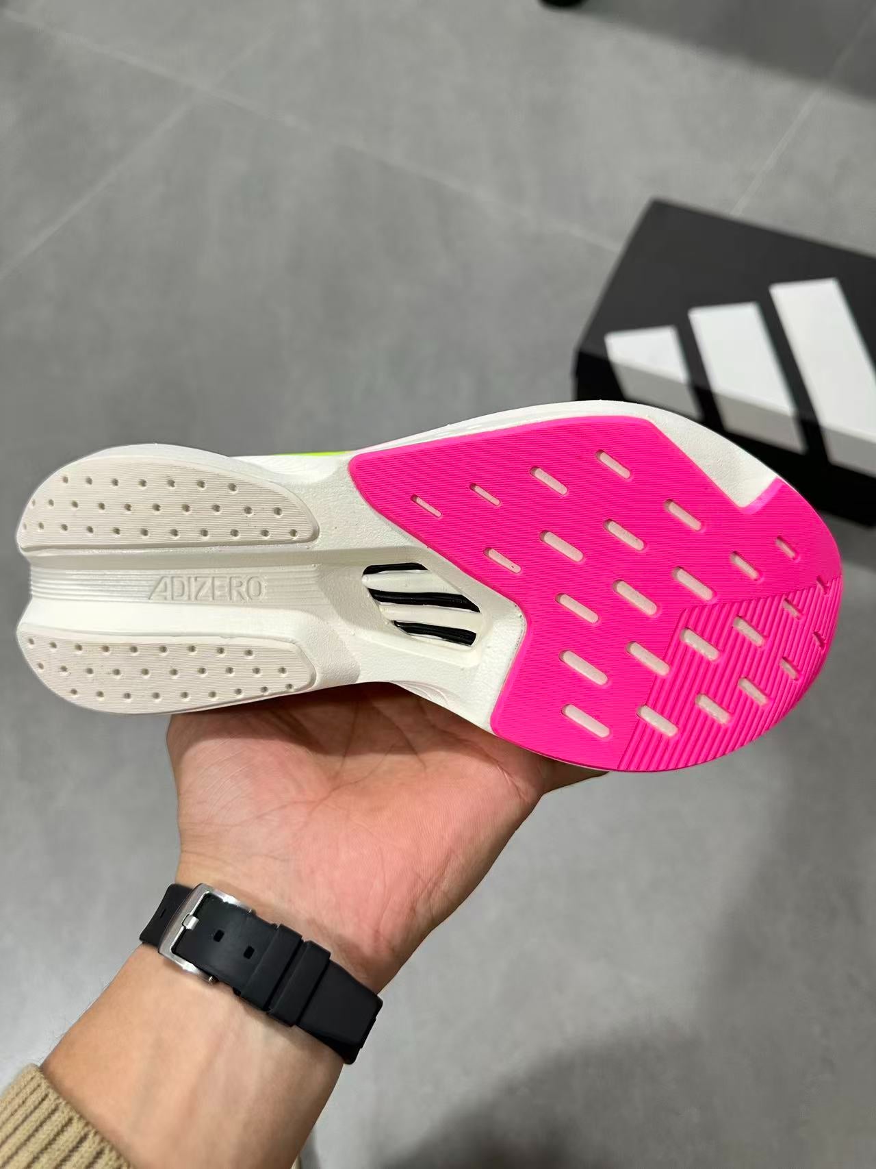Adidas ADIZERO DRIVE RC Purple / Solar Yellow / Pink colorway