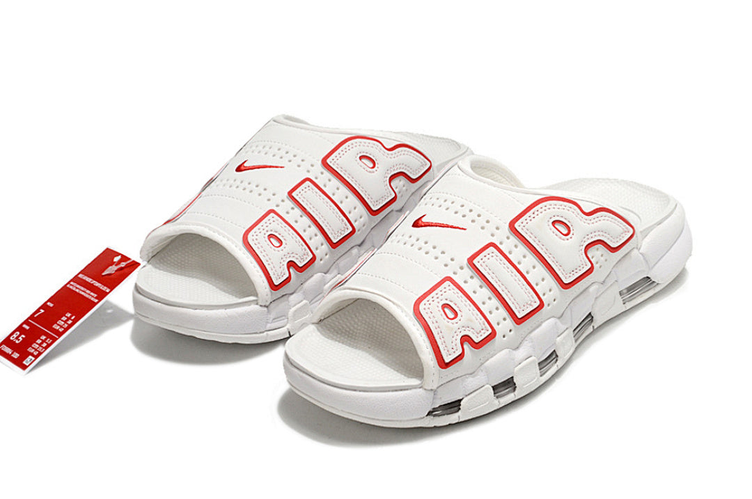Nike Air More Uptempo Slides White Red FJ7808-100
