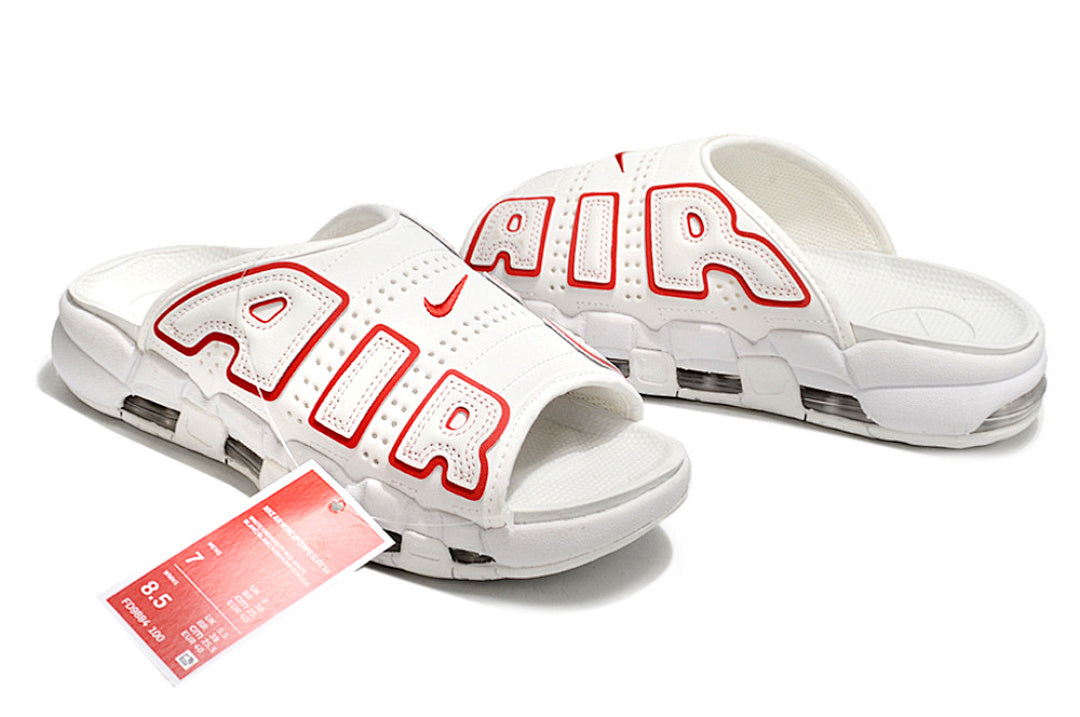 Nike Air More Uptempo Slides White Red FJ7808-100