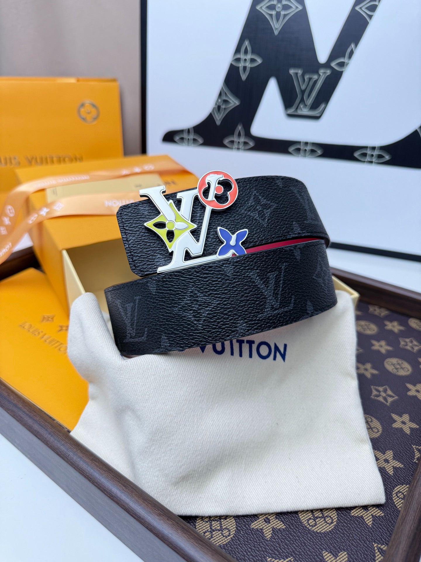 LV Monogram Eclipse Multicolor Buckle 40mm Reversible Belt