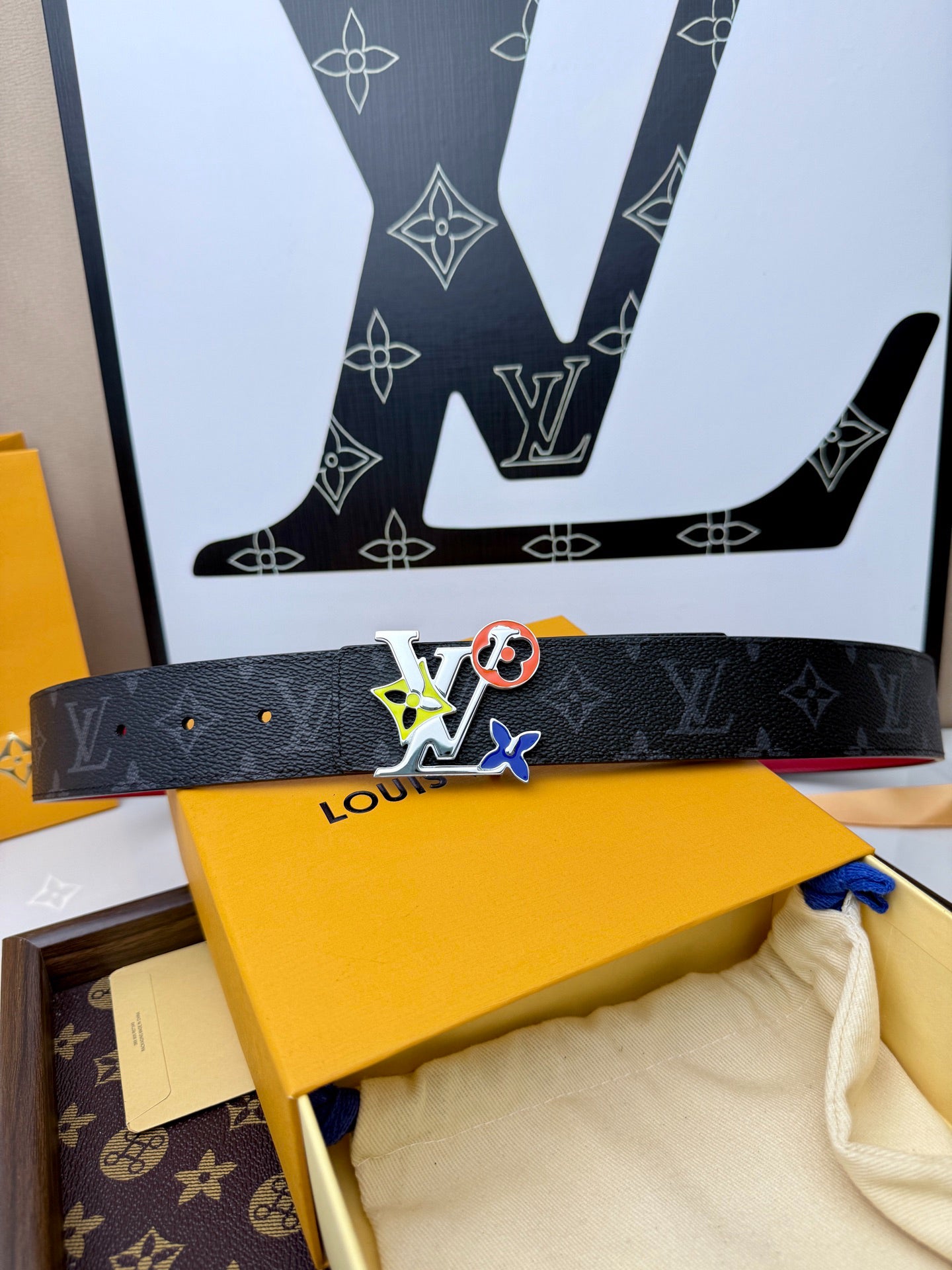 LV Monogram Eclipse Multicolor Buckle 40mm Reversible Belt
