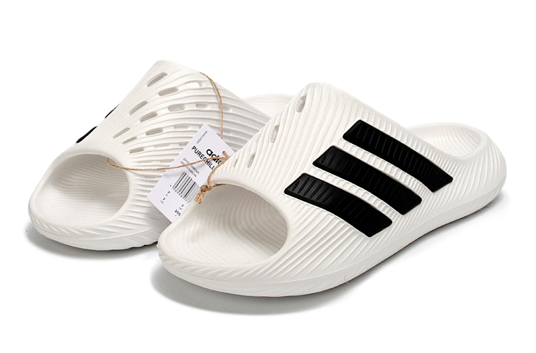 Adidas Purechill White Black Open-Toe Recovery Slides IF6764