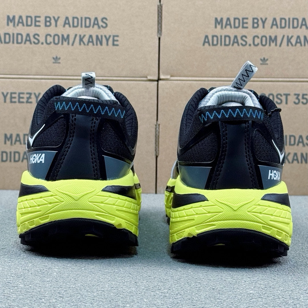 Hoka Mafate Three2 Black | Fluorescent green