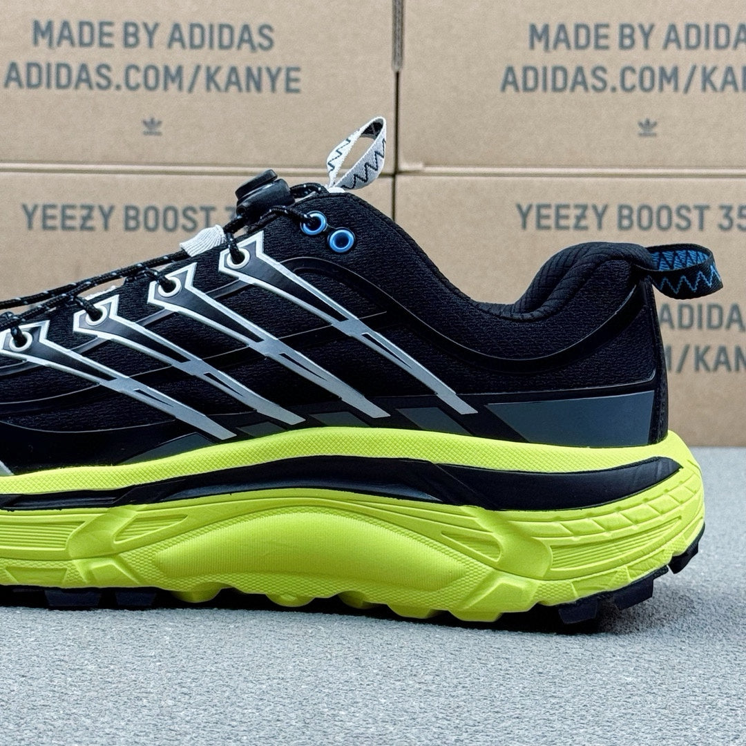 Hoka Mafate Three2 Black | Fluorescent green