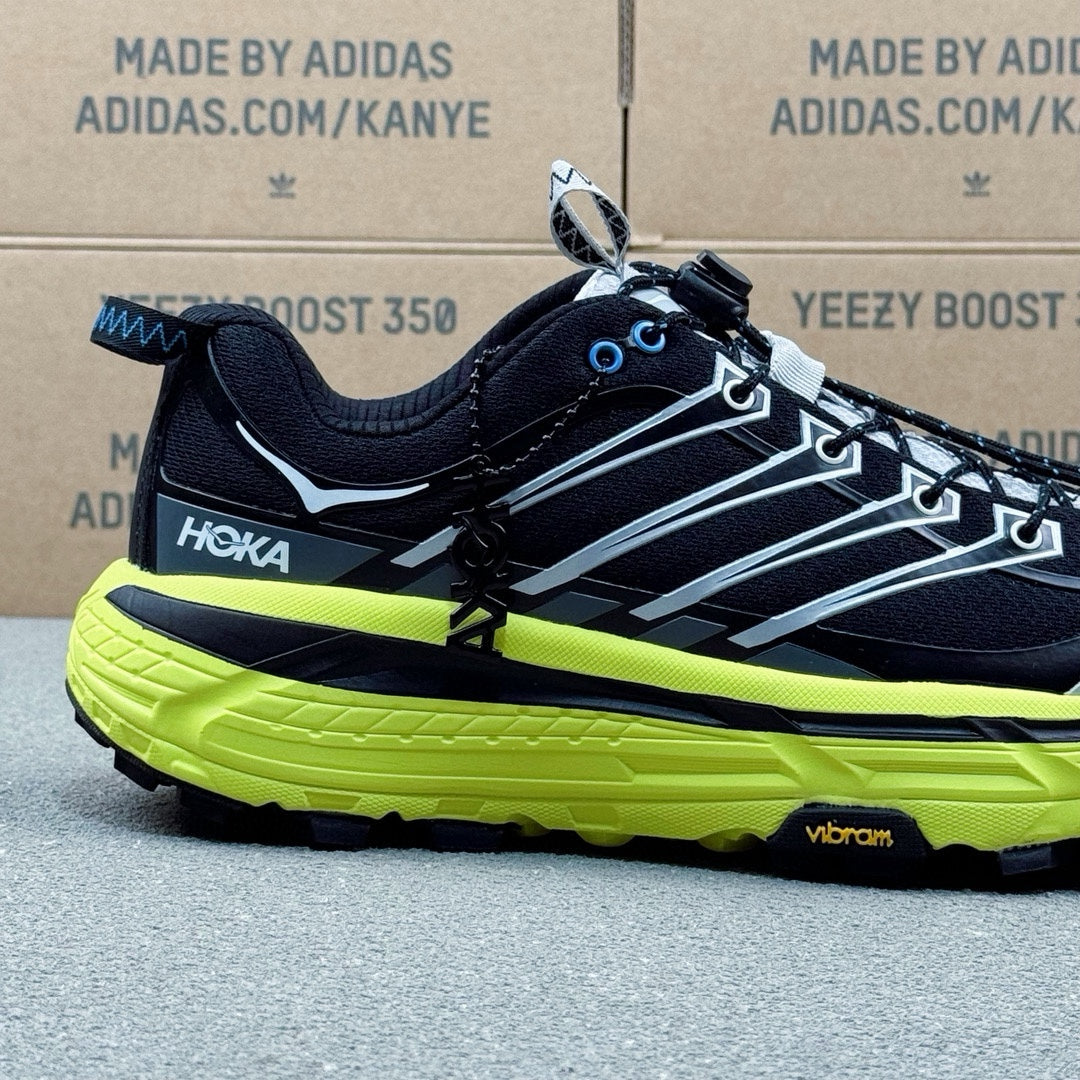 Hoka Mafate Three2 Black | Fluorescent green