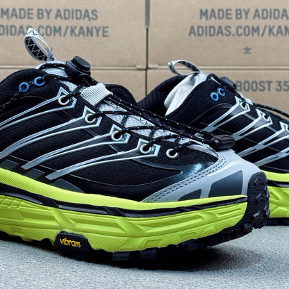 Hoka Mafate Three2 Black | Fluorescent green