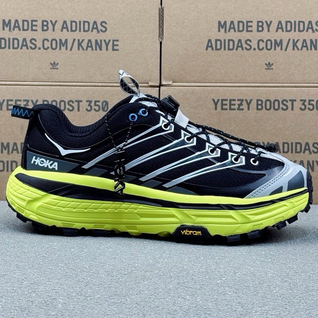 Hoka Mafate Three2 Black | Fluorescent green