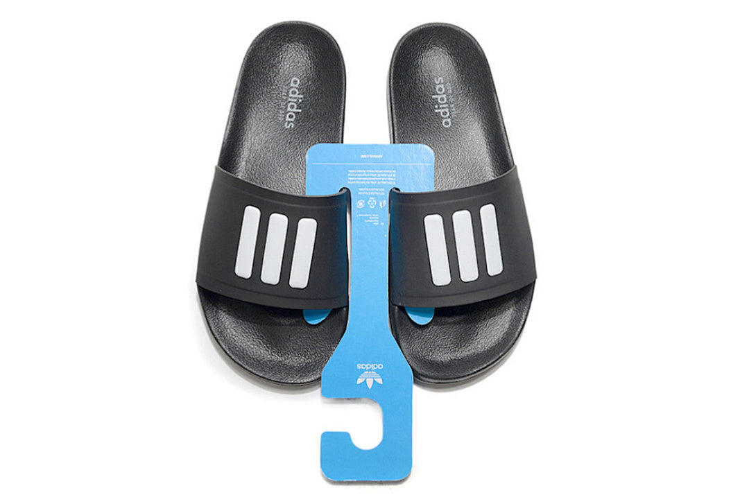 Adidas Originals Adilette Core Black/White 3-Stripes Slide Sandals IF5719