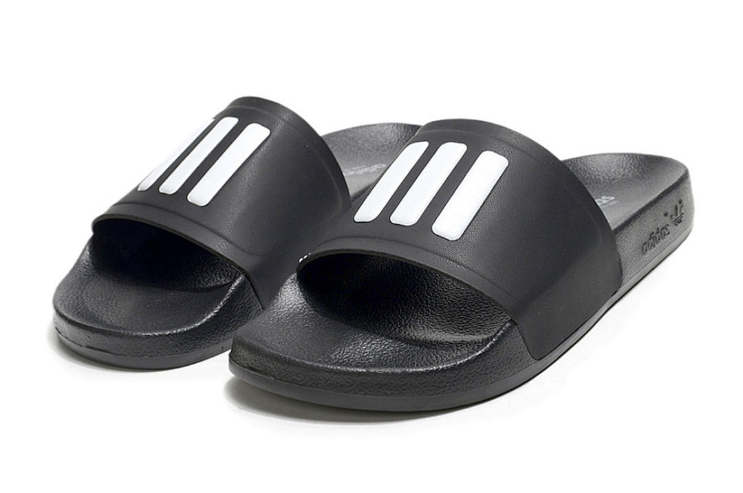 Adidas Originals Adilette Core Black/White 3-Stripes Slide Sandals IF5719
