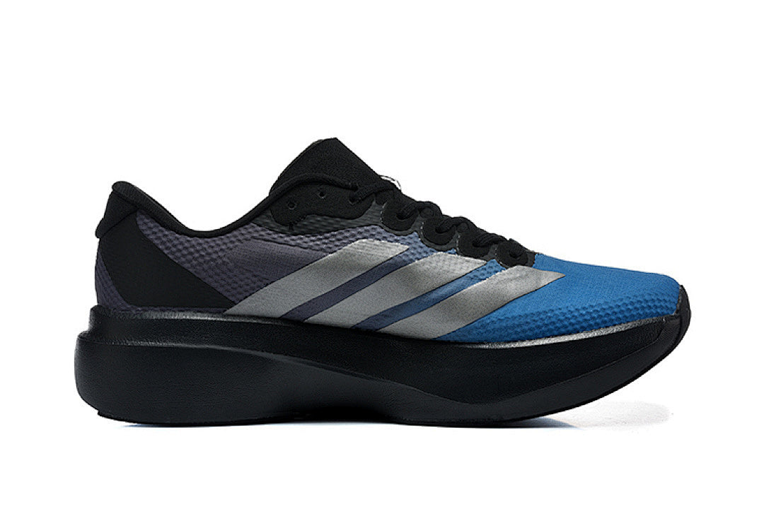 Adidas Adizero Evo SL Running Shoes in Black / Blue / Silver Metallic