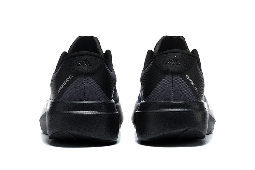 Adidas Adizero Evo SL Running Shoes in Black / Blue / Silver Metallic
