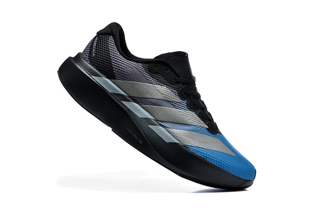 Adidas Adizero Evo SL Running Shoes in Black / Blue / Silver Metallic