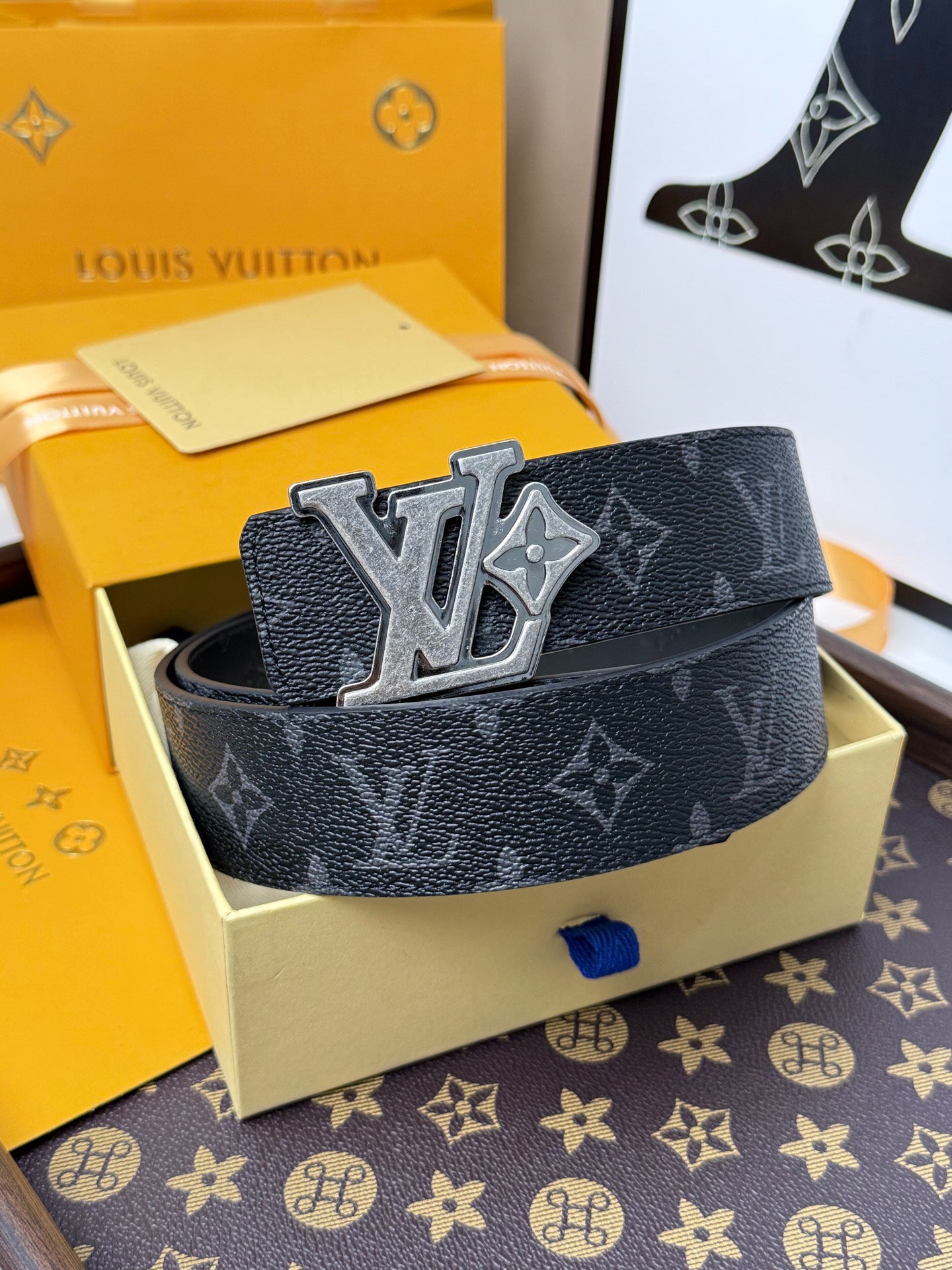 LV Monogram Eclipse Flower Buckle 40mm Belt