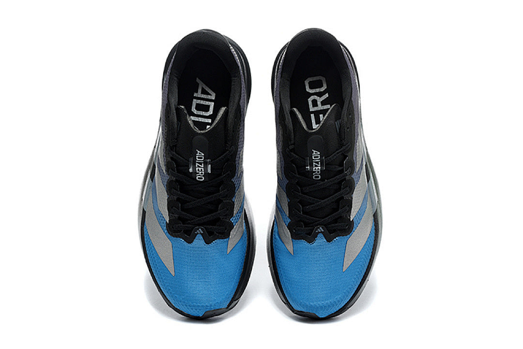Adidas Adizero Evo SL Running Shoes in Black / Blue / Silver Metallic