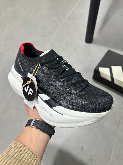 Adidas ADIZERO ADIOS PRO 4 (Core Black / Cloud White / Solar Red colorway)