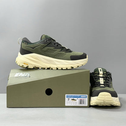 HOKA Kaha Low GTX Olive Green | Off-White