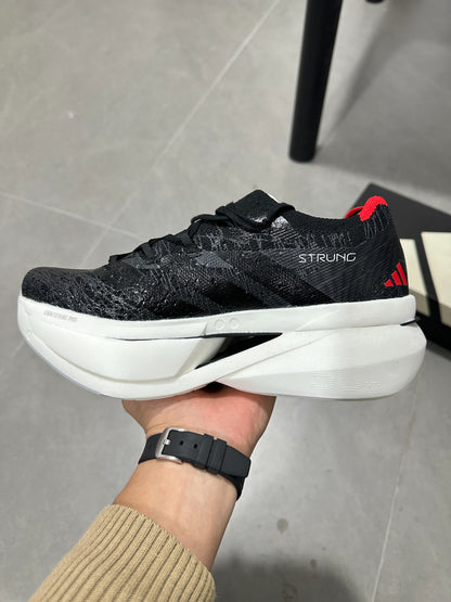 Adidas ADIZERO ADIOS PRO 4 (Core Black / Cloud White / Solar Red colorway)