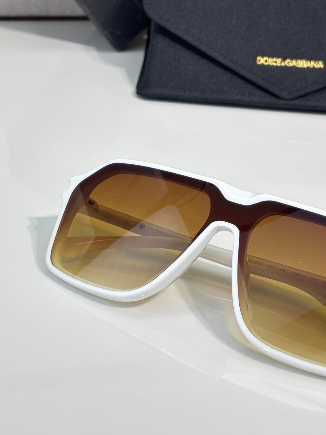 Dolce & Gabbana Black Aviator Sunglasses with Yellow Lenses & Gold Accents