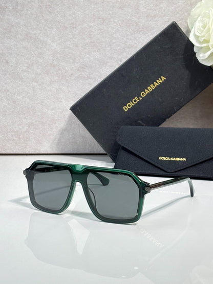 Dolce & Gabbana Black Aviator Sunglasses with Yellow Lenses & Gold Accents