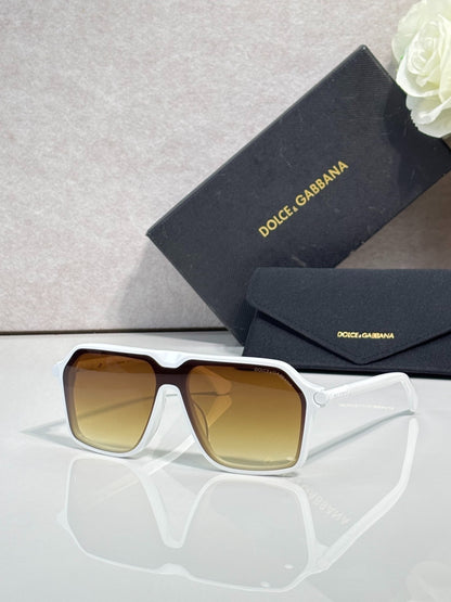 Dolce & Gabbana Black Aviator Sunglasses with Yellow Lenses & Gold Accents