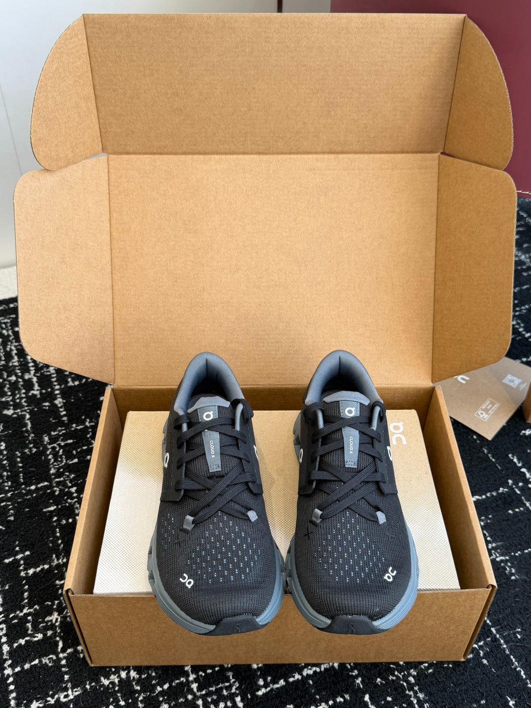 On Cloud X Black Slate Blue Mesh Cross Training Jogging Sneakers