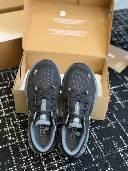 On Cloud X Black Slate Blue Mesh Cross Training Jogging Sneakers