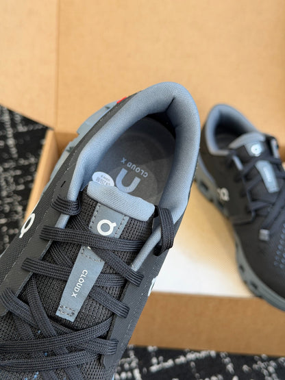 On Cloud X Black Slate Blue Mesh Cross Training Jogging Sneakers