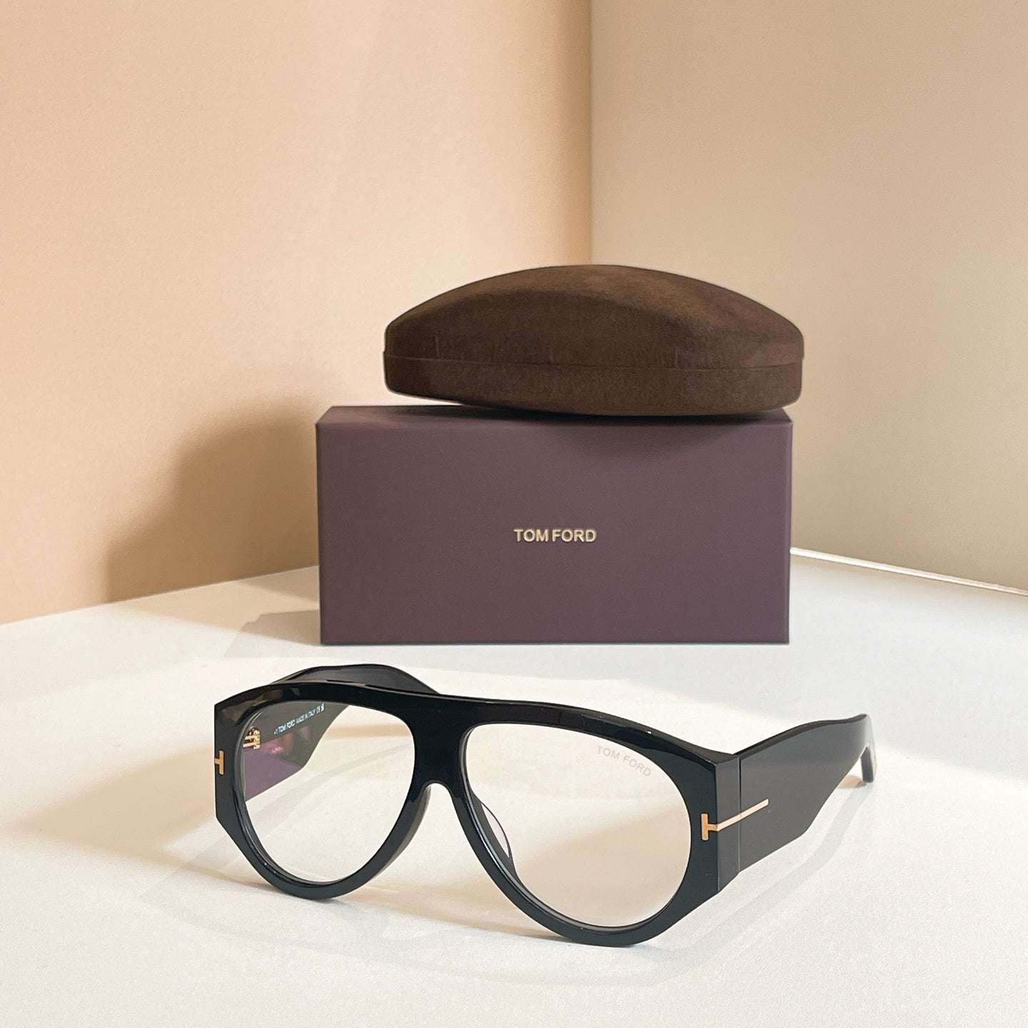 Tom Ford Aviator-Style Tortoiseshell Sunglasses with Orange Lenses