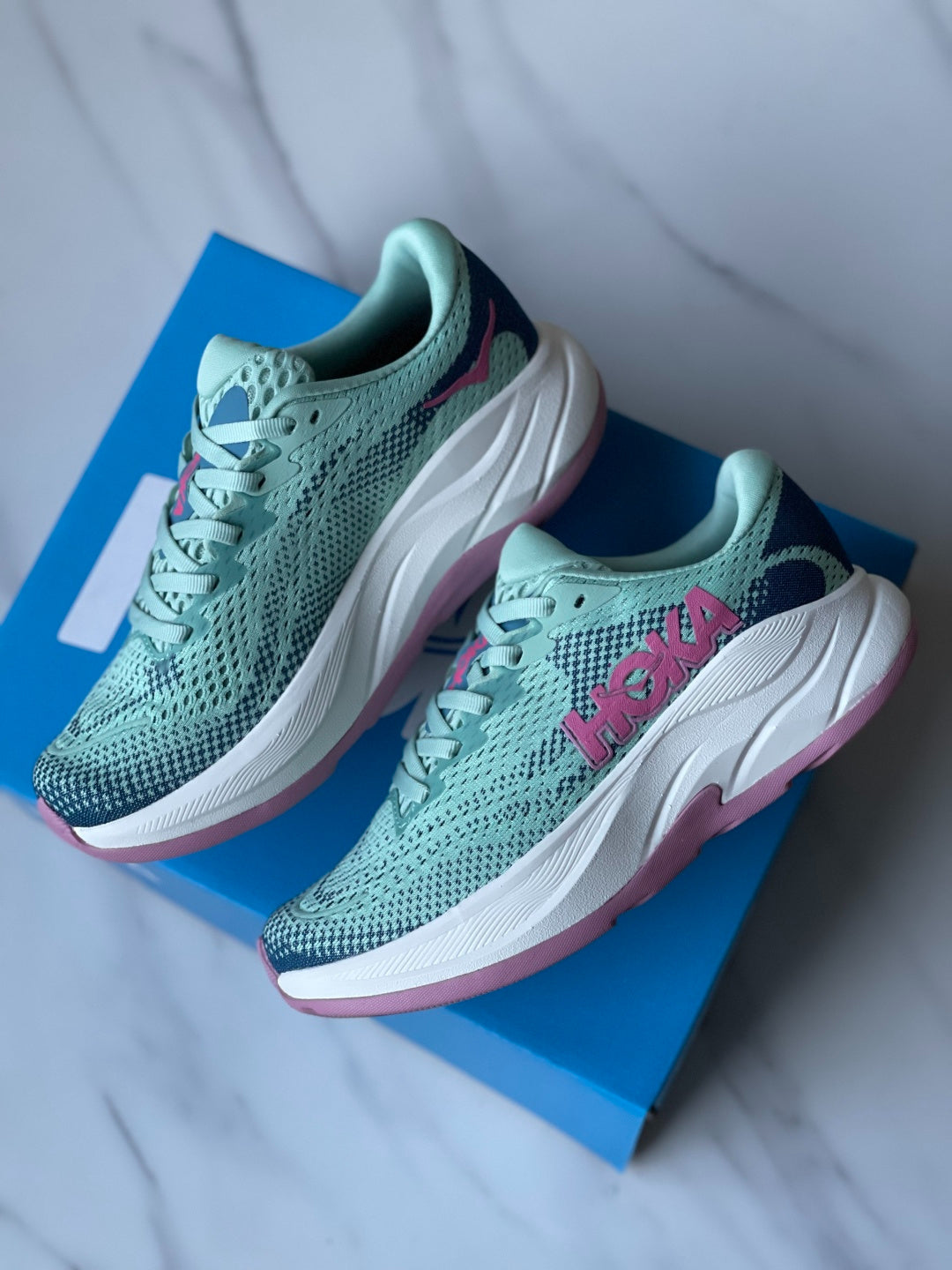 Hoka Rincon 4 Running Shoe Light Teal | Rose Red