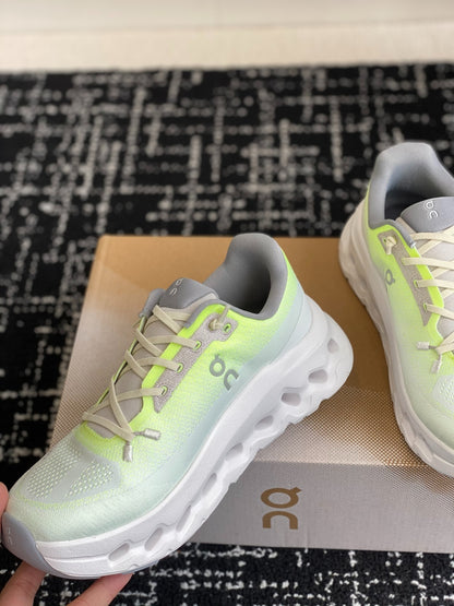 Cloudtilt Cushioned Running Sneakers White Neon Yellow Gradient Breathable Mesh Sport Shoes Unisex