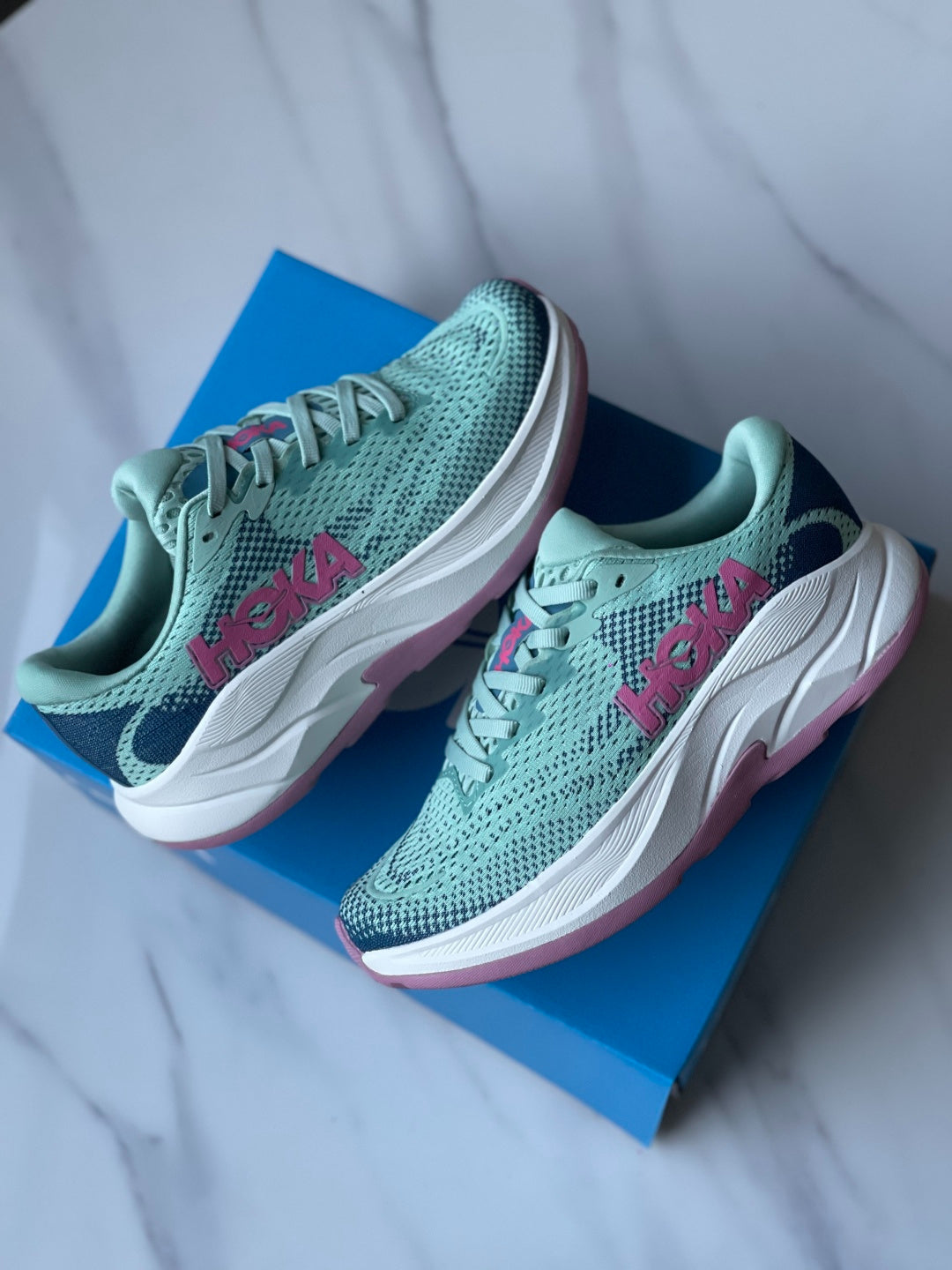 Hoka Rincon 4 Running Shoe Light Teal | Rose Red