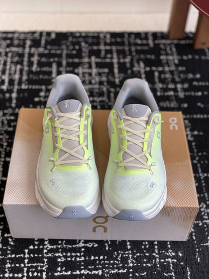 Cloudtilt Cushioned Running Sneakers White Neon Yellow Gradient Breathable Mesh Sport Shoes Unisex