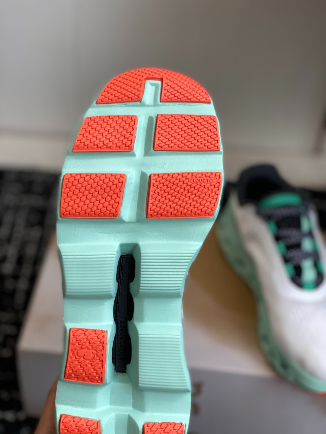 On Cloudmonster Breathable Mesh Running Shoes White Mint Green Orange Shock Absorbing Thick Sole Sneakers for Men Women
