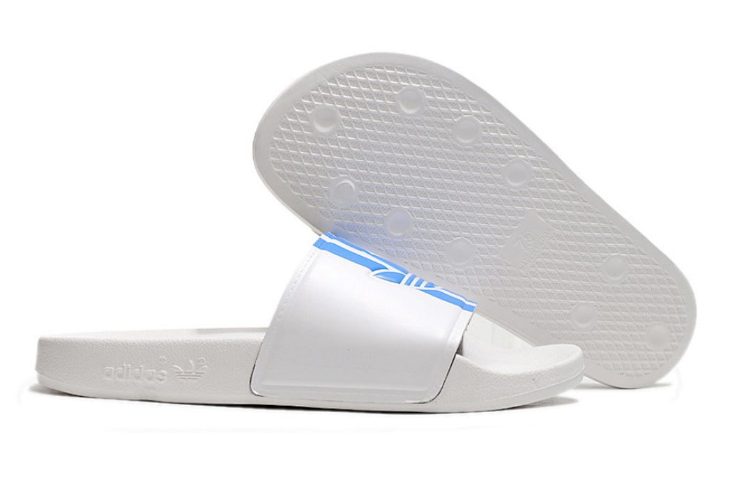 Adidas Originals Adilette White/Blue Trefoil Slide Sandals GX6969