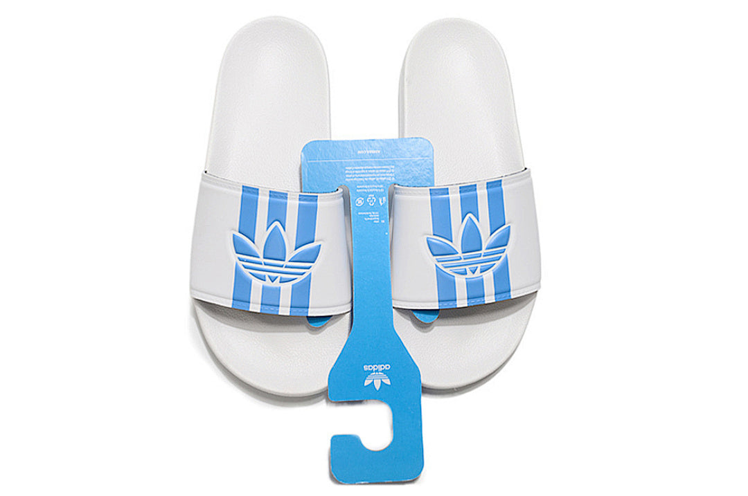Adidas Originals Adilette White/Blue Trefoil Slide Sandals GX6969