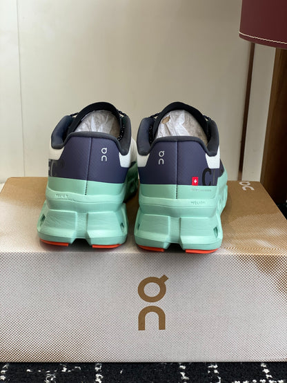 On Cloudmonster Breathable Mesh Running Shoes White Mint Green Orange Shock Absorbing Thick Sole Sneakers for Men Women