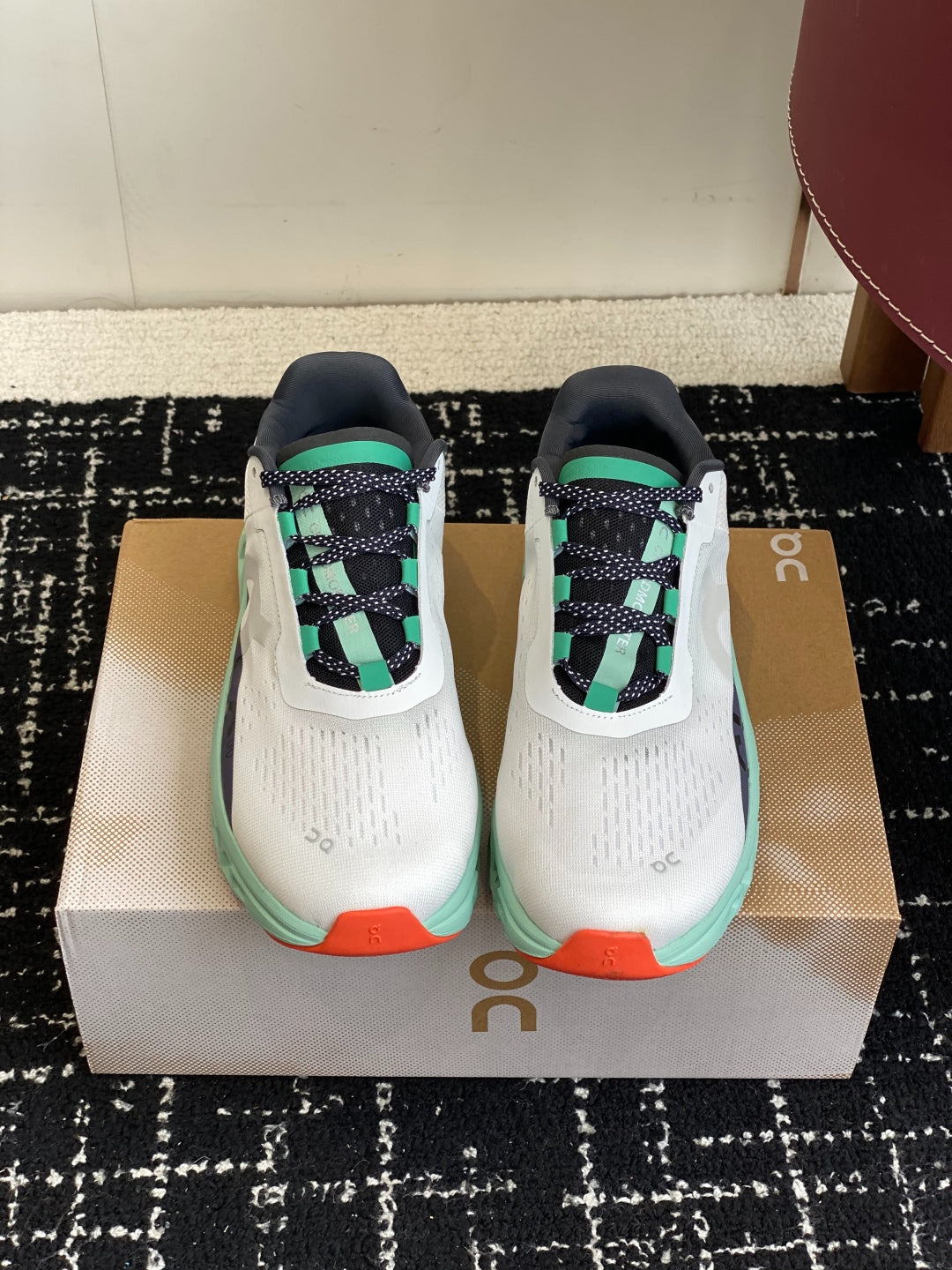 On Cloudmonster Breathable Mesh Running Shoes White Mint Green Orange Shock Absorbing Thick Sole Sneakers for Men Women