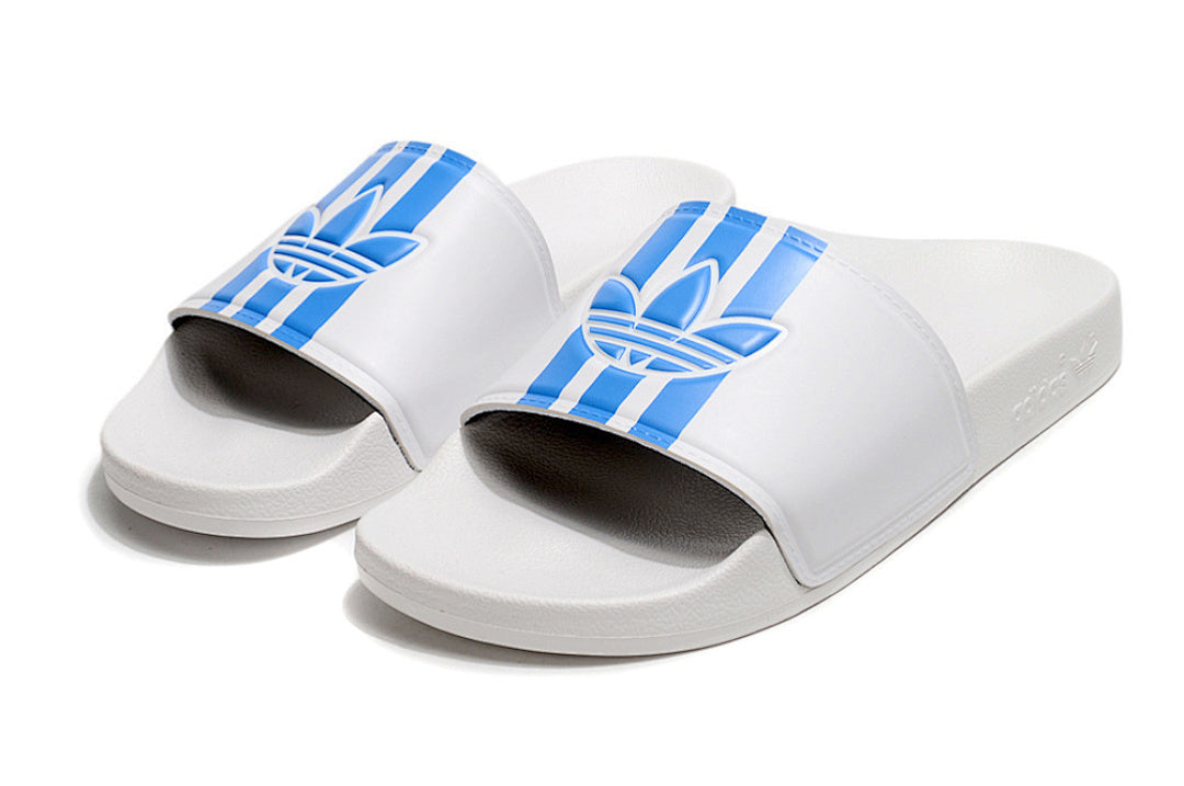 Adidas Originals Adilette White/Blue Trefoil Slide Sandals GX6969