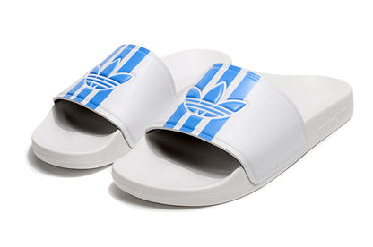 Adidas Originals Adilette White/Blue Trefoil Slide Sandals GX6969