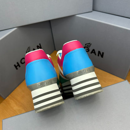Women Colorful Patchwork Platform Sneakers Black White Striped Wedge Casual Shoes