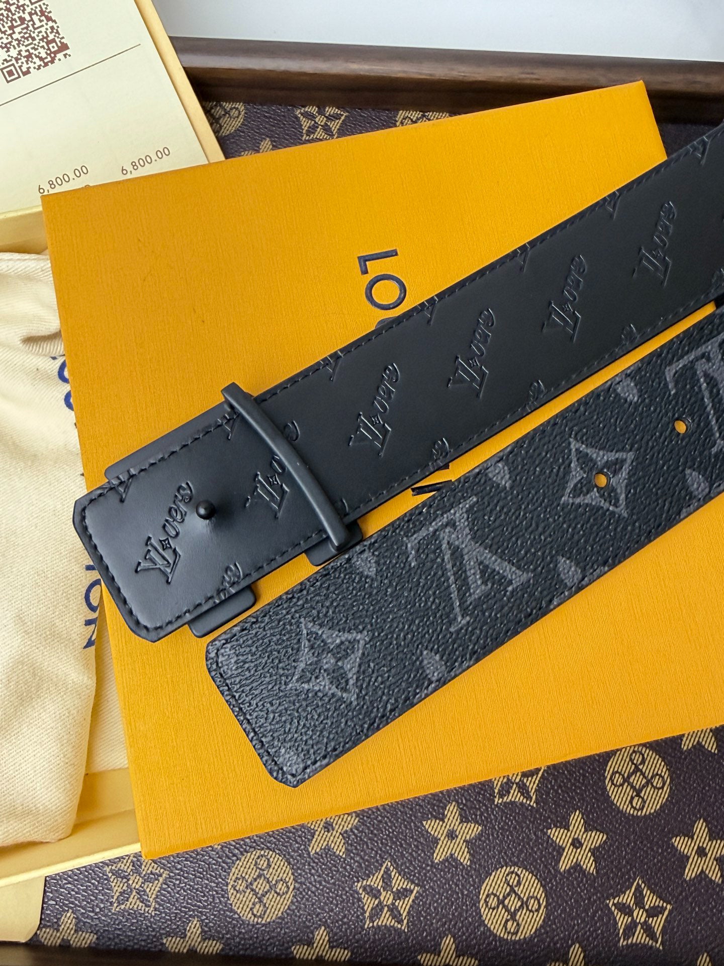 LV Monogram Eclipse Flower Buckle 40mm Belt